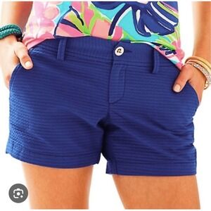 Lilly Pulitzer 22119 Callahan Short Textured Bomber Blue 4.5" Shorts‎ sz 0 NWT
